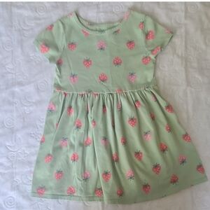 Cat & Jack Green Dress with Pink Strawberry Print